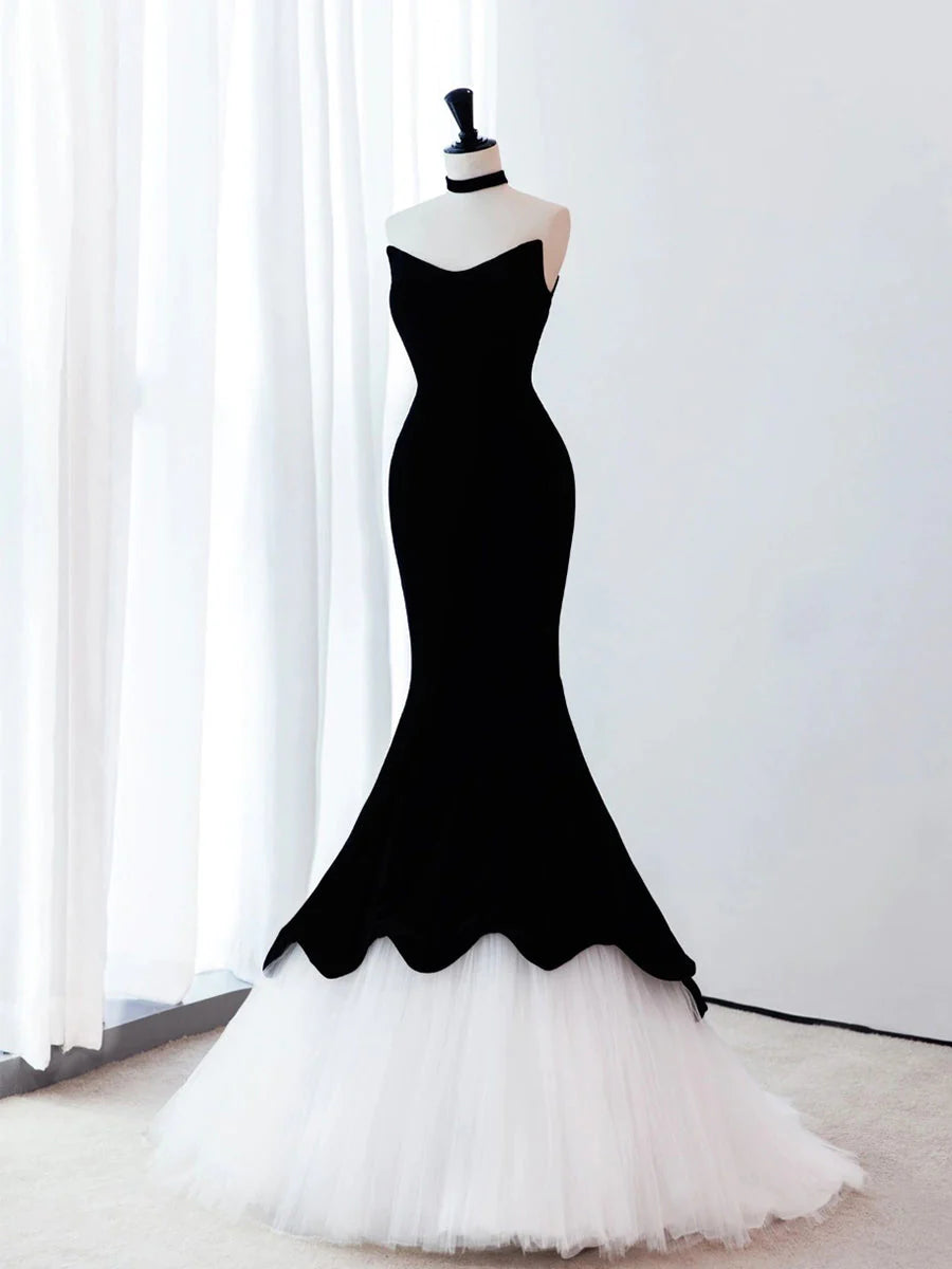 Mermaid Velvet Black Long Prom Dress